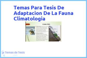 Tesis de Adaptacion De La Fauna Climatologia: Ejemplos y temas TFG TFM