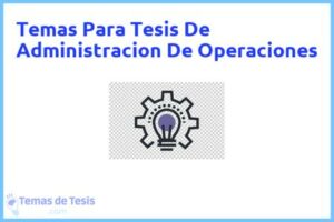 Tesis de Administracion De Operaciones: Ejemplos y temas TFG TFM