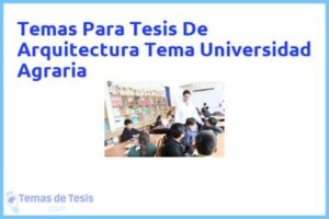 Tesis de Arquitectura Tema Universidad Agraria: Ejemplos y temas TFG TFM