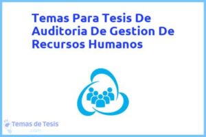 Tesis de Auditoria De Gestion De Recursos Humanos: Ejemplos y temas TFG TFM