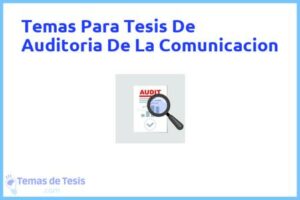 Tesis de Auditoria De La Comunicacion: Ejemplos y temas TFG TFM