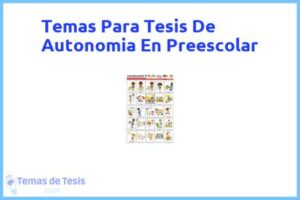 Tesis de Autonomia En Preescolar: Ejemplos y temas TFG TFM