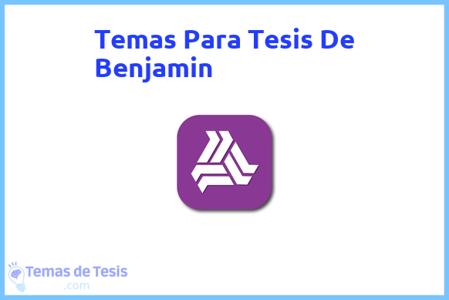 temas de tesis de Benjamin, ejemplos para tesis en Benjamin, ideas para tesis en Benjamin, modelos de trabajo final de grado TFG y trabajo final de master TFM para guiarse