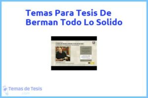 Tesis de Berman Todo Lo Solido: Ejemplos y temas TFG TFM