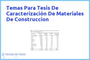 Tesis de Caracterización De Materiales De Construccion: Ejemplos y temas TFG TFM