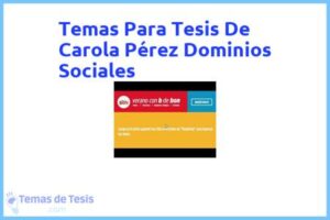Tesis de Carola Pérez Dominios Sociales: Ejemplos y temas TFG TFM