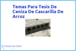 Tesis de Ceniza De Cascarilla De Arroz: Ejemplos y temas TFG TFM