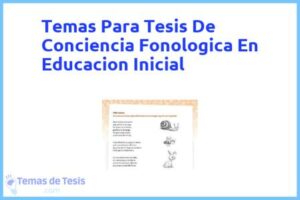 Tesis de Conciencia Fonologica En Educacion Inicial: Ejemplos y temas TFG TFM