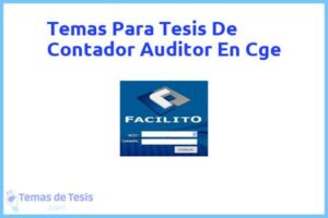 Tesis de Contador Auditor En Cge: Ejemplos y temas TFG TFM