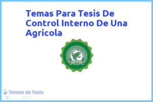 Tesis de Control Interno De Una Agricola: Ejemplos y temas TFG TFM