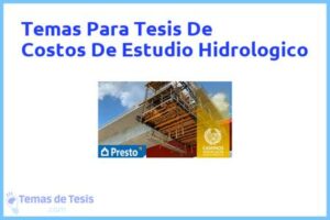 Tesis de Costos De Estudio Hidrologico: Ejemplos y temas TFG TFM