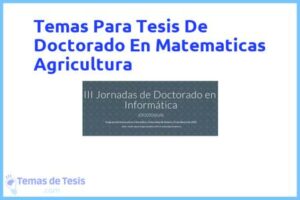 Tesis de Doctorado En Matematicas Agricultura: Ejemplos y temas TFG TFM