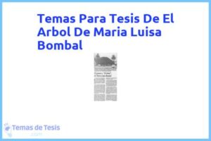 Tesis de El Arbol De Maria Luisa Bombal: Ejemplos y temas TFG TFM