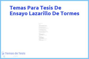 Tesis de Ensayo Lazarillo De Tormes: Ejemplos y temas TFG TFM