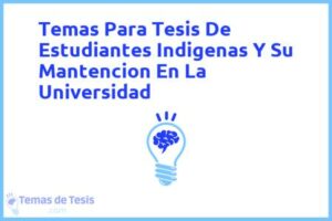 Tesis de Estudiantes Indigenas Y Su Mantencion En La Universidad: Ejemplos y temas TFG TFM