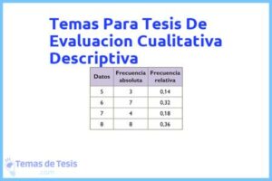 Tesis de Evaluacion Cualitativa Descriptiva: Ejemplos y temas TFG TFM