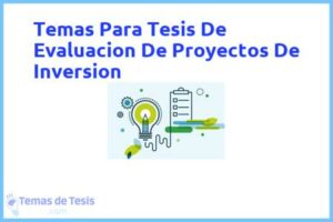 Tesis de Evaluacion De Proyectos De Inversion: Ejemplos y temas TFG TFM