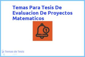 Tesis de Evaluacion De Proyectos Matematicos: Ejemplos y temas TFG TFM