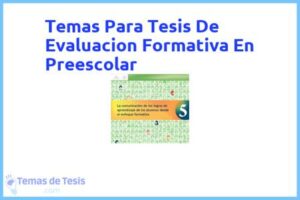 Tesis de Evaluacion Formativa En Preescolar: Ejemplos y temas TFG TFM