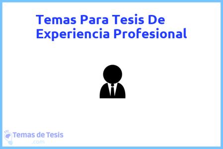 temas de tesis de Experiencia Profesional, ejemplos para tesis en Experiencia Profesional, ideas para tesis en Experiencia Profesional, modelos de trabajo final de grado TFG y trabajo final de master TFM para guiarse