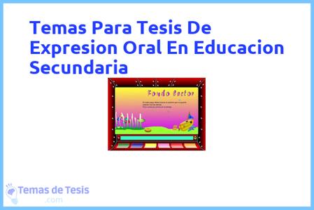 Tesis de Expresion Oral En Educacion Secundaria: Ejemplos y temas TFG TFM