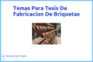 Tesis de Fabricacion De Briquetas: Ejemplos y temas TFG TFM