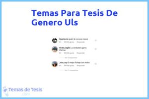 Tesis de Genero Uls: Ejemplos y temas TFG TFM