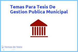 Tesis de Gestion Publica Municipal: Ejemplos y temas TFG TFM