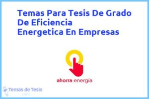 Tesis de Grado De Eficiencia Energetica En Empresas: Ejemplos y temas TFG TFM