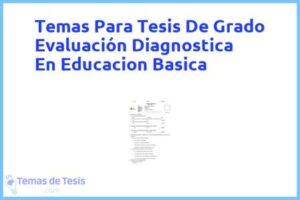 Tesis de Grado Evaluación Diagnostica En Educacion Basica: Ejemplos y temas TFG TFM
