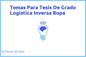 Tesis de Grado Logistica Inversa Ropa: Ejemplos y temas TFG TFM