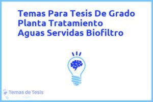 Tesis de Grado Planta Tratamiento Aguas Servidas Biofiltro: Ejemplos y temas TFG TFM