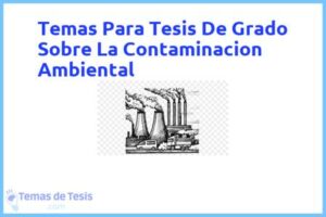 Tesis de Grado Sobre La Contaminacion Ambiental: Ejemplos y temas TFG TFM