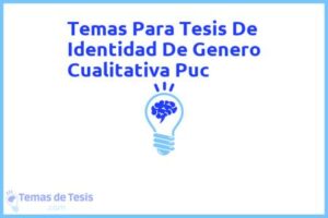 Tesis de Identidad De Genero Cualitativa Puc: Ejemplos y temas TFG TFM