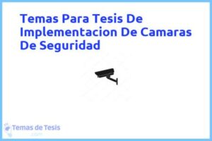 Tesis de Implementacion De Camaras De Seguridad: Ejemplos y temas TFG TFM