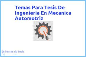 Tesis de Ingenieria En Mecanica Automotriz: Ejemplos y temas TFG TFM