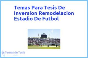 Tesis de Inversion Remodelacion Estadio De Futbol: Ejemplos y temas TFG TFM