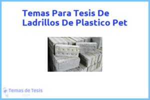 Tesis de Ladrillos De Plastico Pet: Ejemplos y temas TFG TFM
