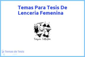 Tesis de Lenceria Femenina: Ejemplos y temas TFG TFM