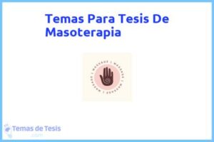 Tesis de Masoterapia: Ejemplos y temas TFG TFM