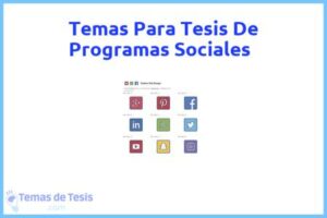 Tesis de Programas Sociales: Ejemplos y temas TFG TFM
