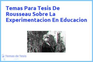 Tesis de Rousseau Sobre La Experimentacion En Educacion: Ejemplos y temas TFG TFM