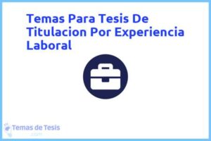 Tesis de Titulacion Por Experiencia Laboral: Ejemplos y temas TFG TFM