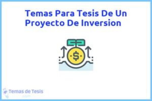 Tesis de Un Proyecto De Inversion: Ejemplos y temas TFG TFM